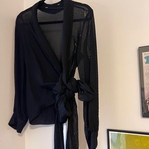 Zara Women’s Sheer Black Long Sleeved Blouse